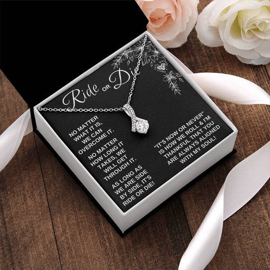 Ride Or Die Ribbon Necklace For Soulmate Alluring Beauty Necklace