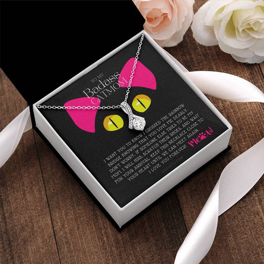 To My Badass Cat Mom Until We Can Meet Again Necklace Loss Of Cat Memorial Necklace Cat Loss Gifts Rainbow Bridge Cat Pet Sympathy Gift 7 Alluring Beauty Necklace