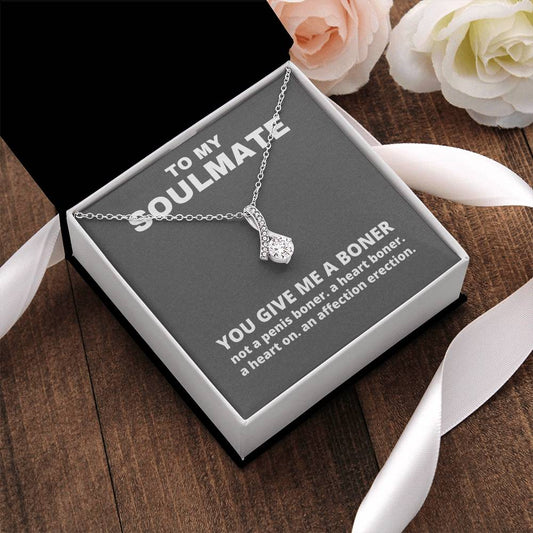 You Give Me A Boner Necklace - Funny Gag Gifts For My Soulmate - Funny Christmas Gifts - Gag Gift For Her Alluring Beauty Necklace