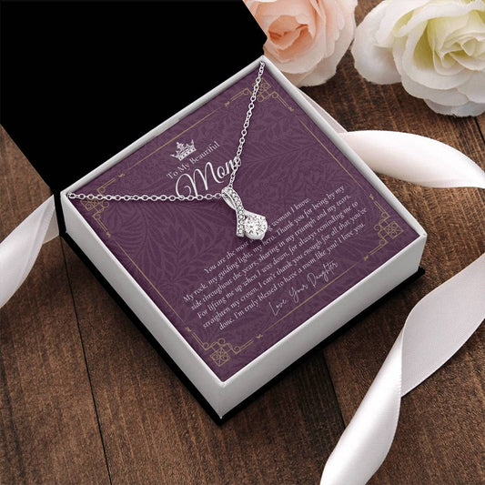 To My Beautiful Mom Necklace  Badass Mom Gift  Mother’S Day Gift  Birthday Gift  Gift From Daughter On Wedding Day 2 Alluring Beauty Necklace