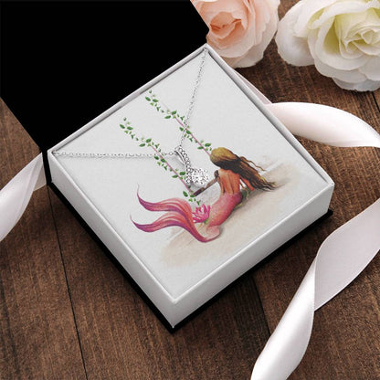 Pink Mermaid Lovers Bling Art Necklace Alluring Beauty Magical Birthday Or Christmas Gift For Her Alluring Beauty Necklace