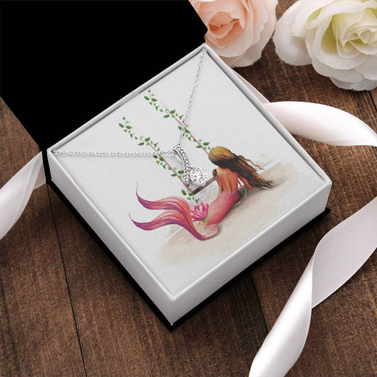 Pink Mermaid Lovers Bling Art Necklace Alluring Beauty Magical Birthday Or Christmas Gift For Her Alluring Beauty Necklace