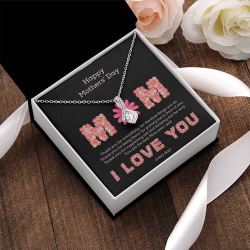 Pink Daisies Mothers' Day Ribbon Necklace Alluring Beauty Necklace