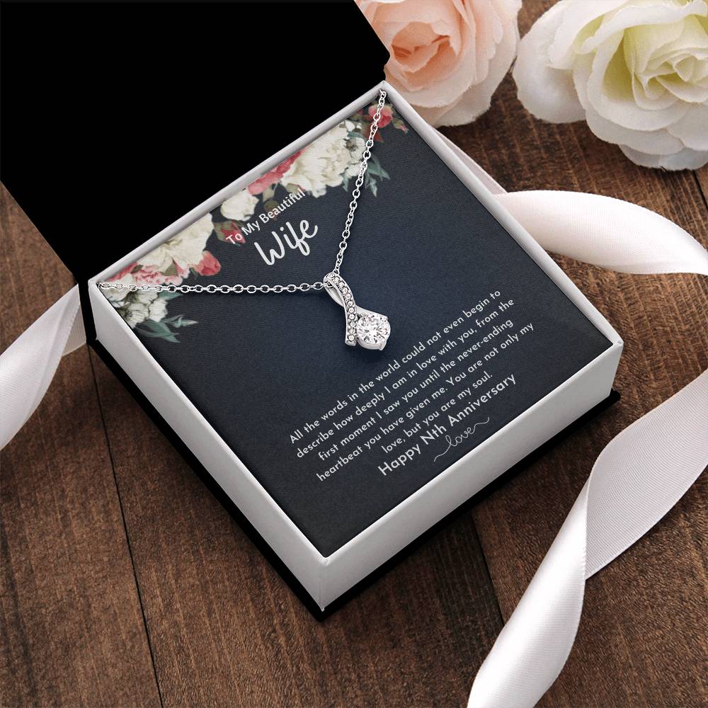 To My Beautiful Wife - Nth Anniversary - Ribbon Alluring Beauty Necklace