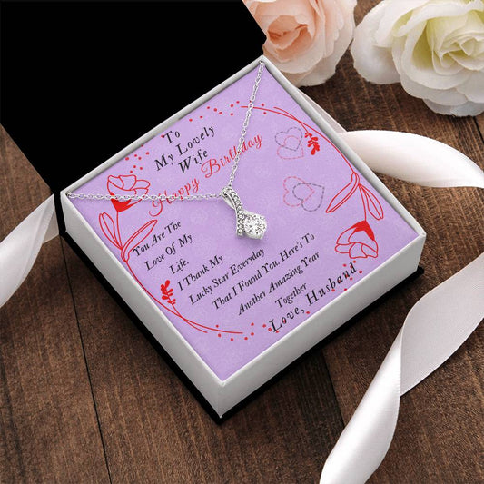 Ribbon Necklace Pendant To My Lovely Wife-Happy Birthday Wife Gifts Birthday Gift Romantic Wife Gift Wife Jewelry Anniversary Wife Gift Alluring Beauty Necklace