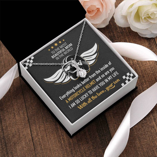 Biker's Mom Gift - Lucky To Have You - The Alluring Beauty Necklace Alluring Beauty Necklace