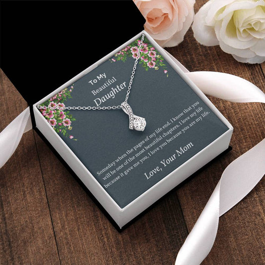 To My Beautiful Daughter Someday When The Pages Interlocking Hearts Necklace To Daughter From Mom Mom And Daughter Alluring Beauty Necklace