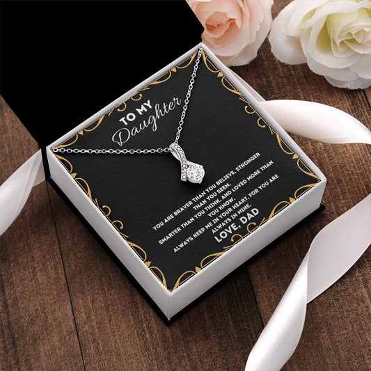 To My Dad - Never Forget That I Love You Father's Day - Father Daughter Necklace Father To Daughter Birthday Gift Gifts To Daughter From Dad Alluring Beauty Necklace