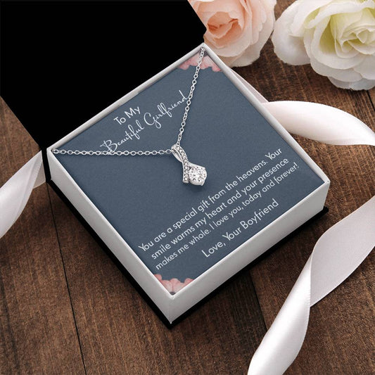 To My Beautiful Girlfriend - 925 Sterling Silver Pendant Alluring Beauty Necklace