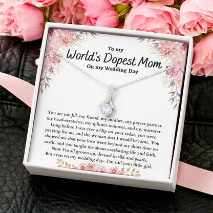 To Mom On Wedding Day - Ribbon Alluring Beauty Necklace