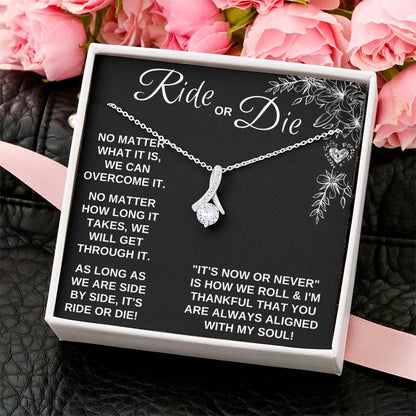 Ride Or Die Ribbon Necklace For Soulmate Alluring Beauty Necklace