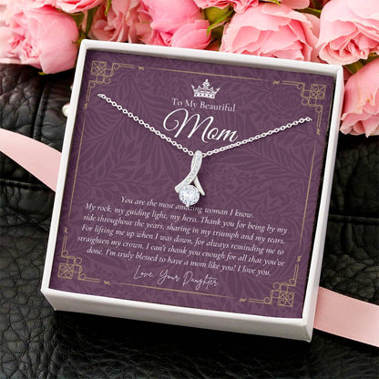 To My Beautiful Mom Necklace  Badass Mom Gift  Mother’S Day Gift  Birthday Gift  Gift From Daughter On Wedding Day 2 Alluring Beauty Necklace