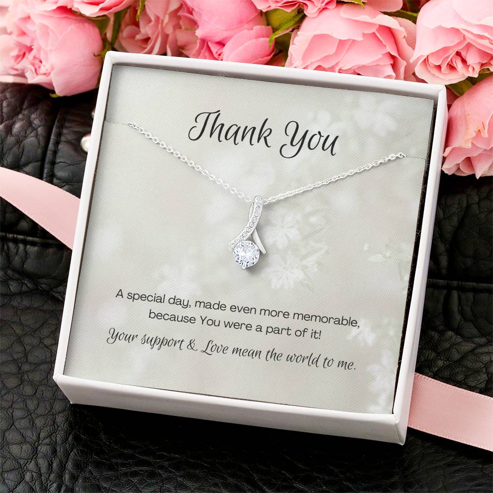 Bridesmaid Thank You Ribbon Design Pendant Alluring Beauty Necklace