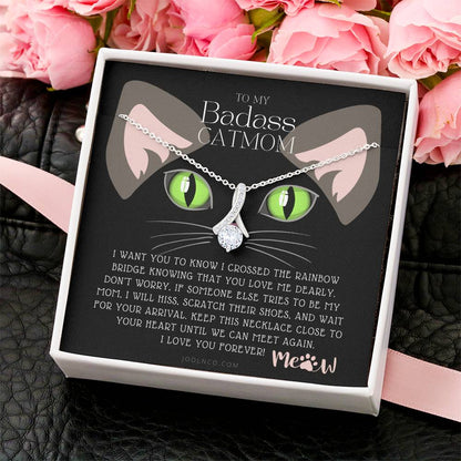 To My Badass Cat Mom Until We Can Meet Again Necklace Loss Of Cat Memorial Necklace Cat Loss Gifts Rainbow Bridge Cat Pet Sympathy Gift 2 Alluring Beauty Necklace