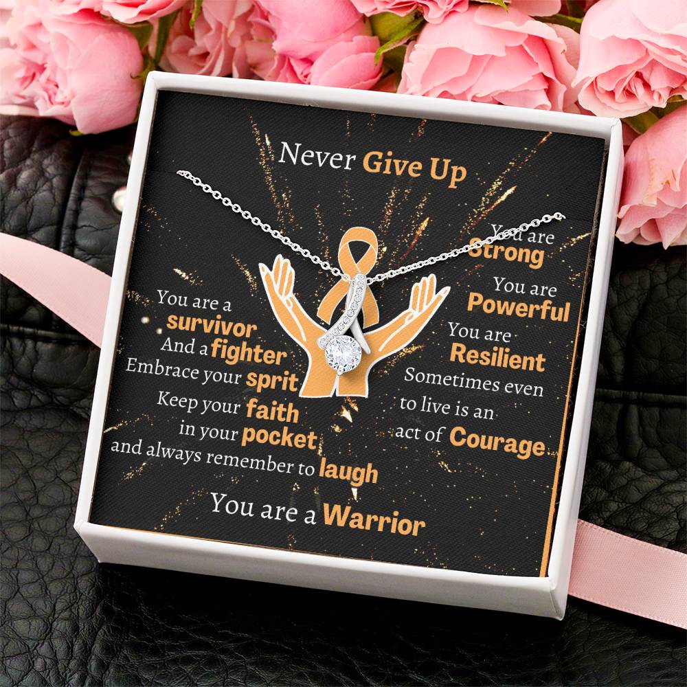 Appendix Cancer Warrior Necklace Amber Ribbon Awareness White Gold Alluring Beauty Necklace
