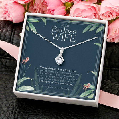 To My Badass Wife Necklace Wife Gift To My Wife Wife’S Birthday Touching Gift For Wife Gift For Wife Anniversary Gift For Wife Alluring Beauty Necklace