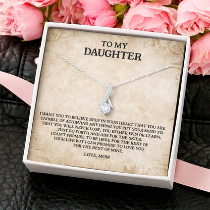 To My Daughter - Love Mom  Anniversary Lovingly Mom Birthday Gift Daughter Graduation Gift Grown Up Daughter Daughter Alluring Beauty Necklace