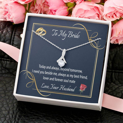 To My Bride Message Card Jewelry Gift Wedding Necklace Anniversary Necklace Birthday Gift For Wife Alluring Beauty Necklace