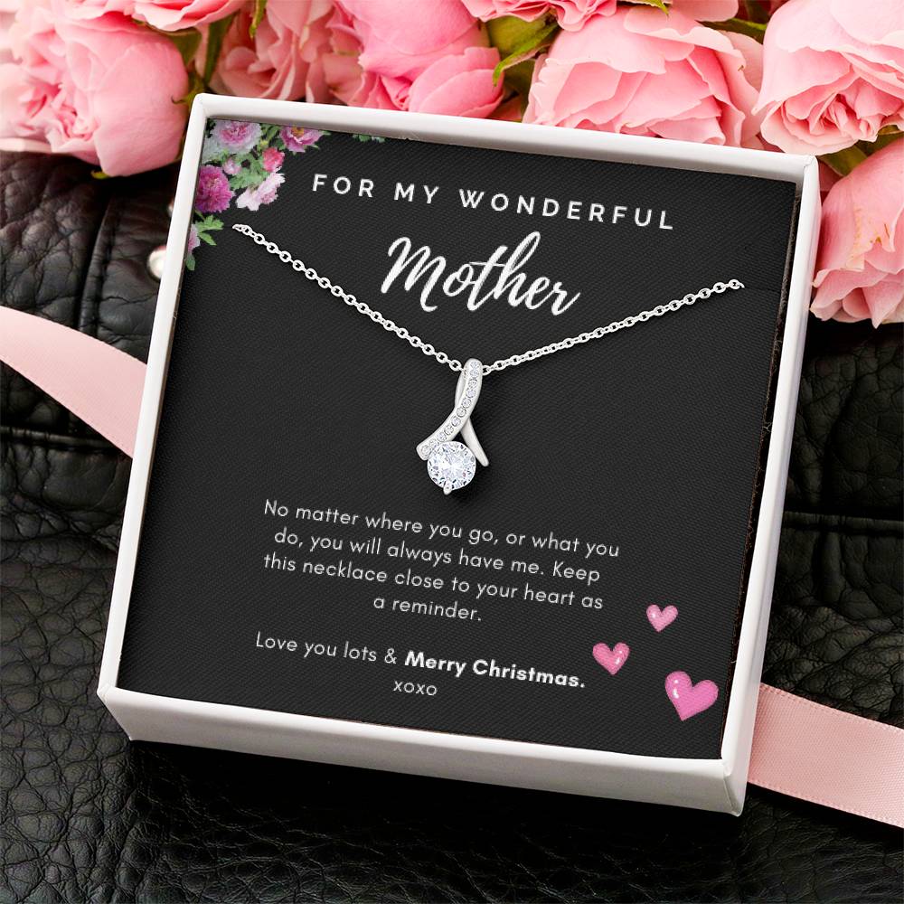 Wonderful Mother Necklace - 14K White Gold Finish Alluring Beauty Necklace