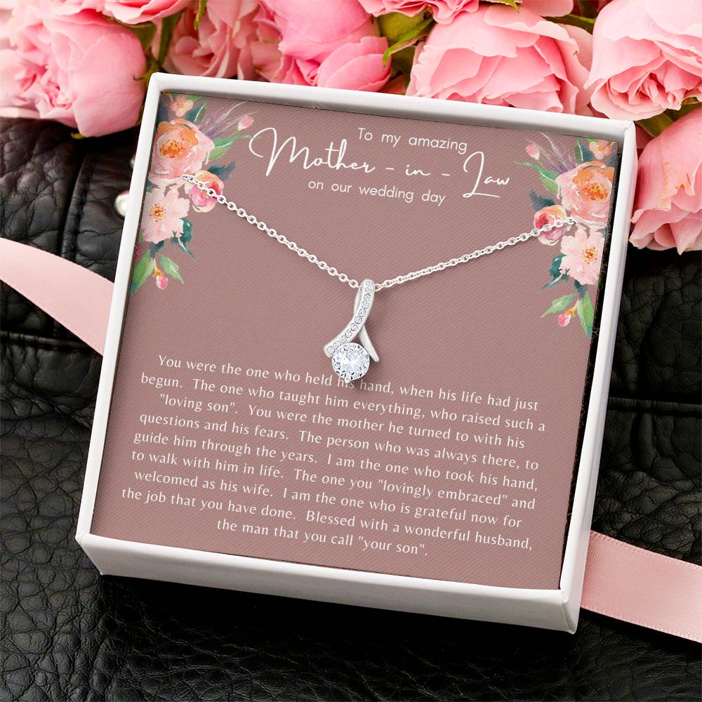 Amazing Mother In Law Wedding Day Necklace Gift Set W Message Card And Jewelry Box Alluring Beauty Necklace