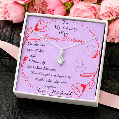 Ribbon Necklace Pendant To My Lovely Wife-Happy Birthday Wife Gifts Birthday Gift Romantic Wife Gift Wife Jewelry Anniversary Wife Gift Alluring Beauty Necklace