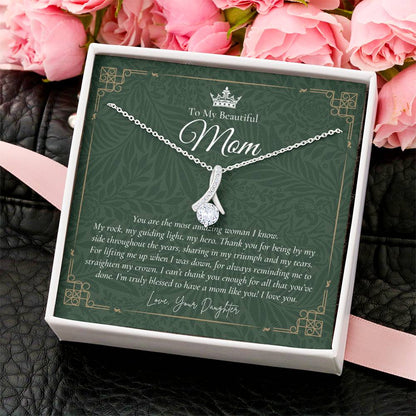 To My Beautiful Mom Necklace  Badass Mom Gift  Mother’S Day Gift  Birthday Gift  Gift From Daughter On Wedding Day 1 Alluring Beauty Necklace
