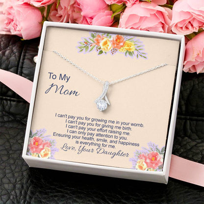 Ribbon Pendant Necklace With I Can't Pay You Message Card Gift For Mother Alluring Beauty Necklace