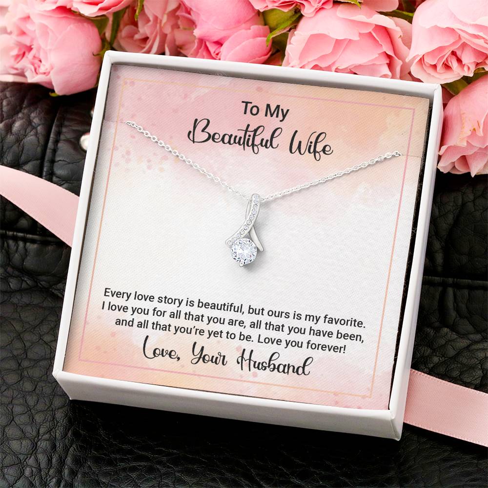 To My Beautiful Wife - Happy Anniversary - Beautiful Sparkly Alluring Pendant Alluring Beauty Necklace
