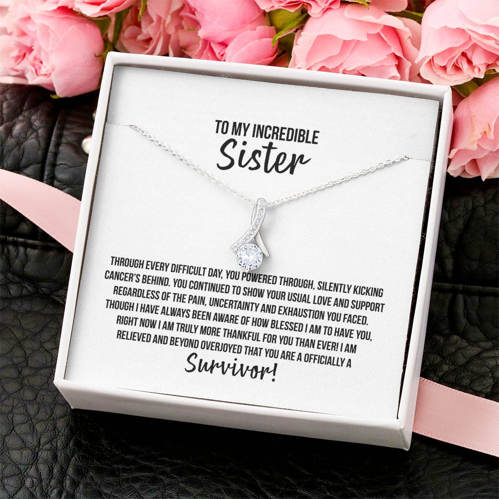 Sister Survivor Ribbon Necklace Alluring Beauty Necklace