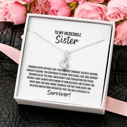Sister Survivor Ribbon Necklace Alluring Beauty Necklace