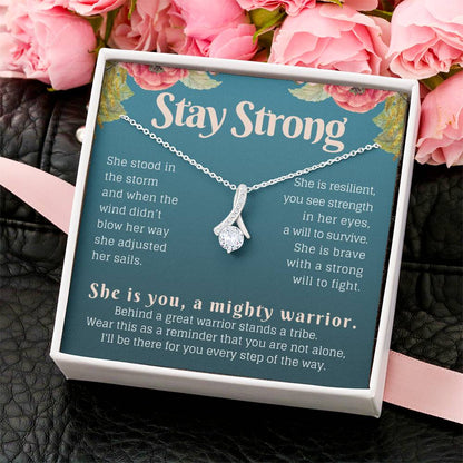 Stay Strong Warrior Ribbon Necklace Alluring Beauty Necklace