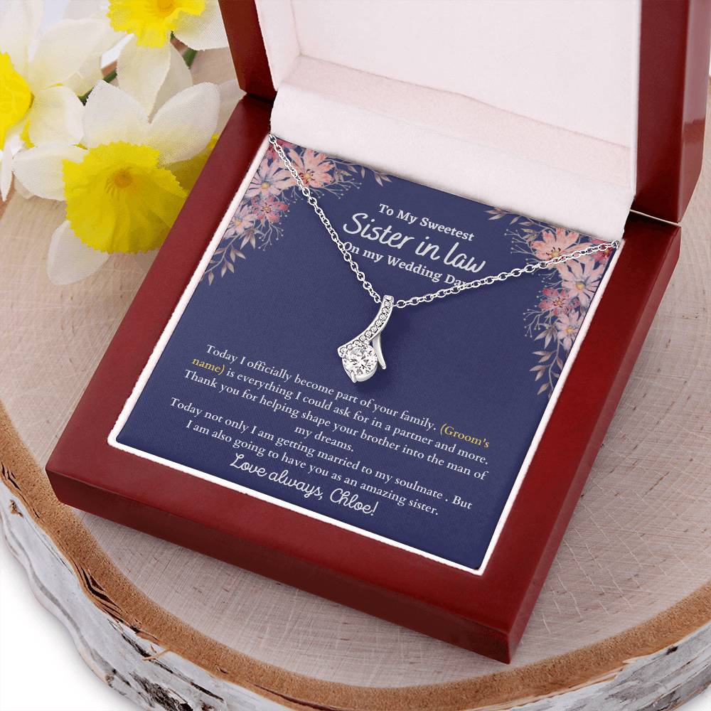 Sister In Law On My Wedding Day - Ribbon Alluring Beauty Necklace