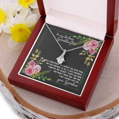 To My Darling Granddaughter - You Brighten My World Gift Necklace From Grandma Alluring Beauty Necklace