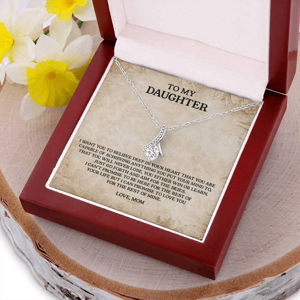 To My Daughter - Love Mom  Anniversary Lovingly Mom Birthday Gift Daughter Graduation Gift Grown Up Daughter Daughter Alluring Beauty Necklace