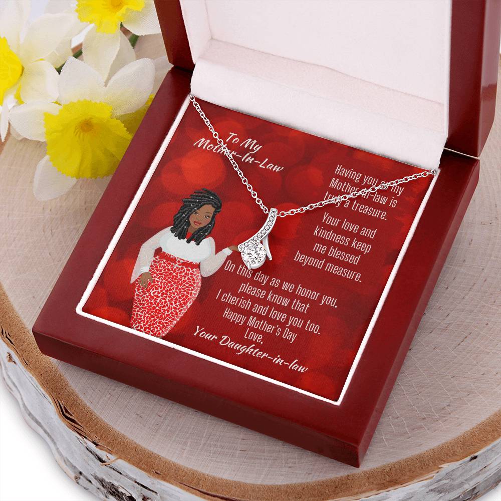 Alluring Necklace With Mother-In-Law Mother's Day Message Card Alluring Beauty Necklace