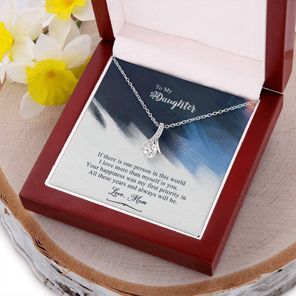 To My Daughter - My First Priority Necklace - Gift For Daughter From Mom Daughter Mother Necklace Daughter Gift From Mommy To My Daughter Alluring Beauty Necklace