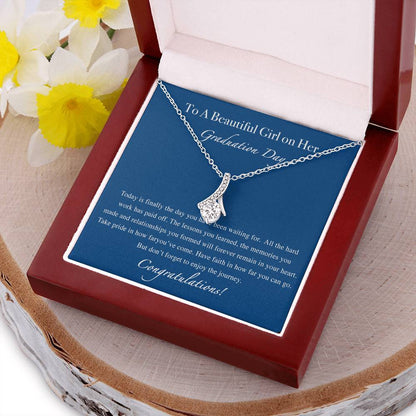 To A Beautiful Girl On Her Graduation -Mom To Daughter Alluring Beauty Necklace Gift - Mothers Day Gift From Daughter - Gift For Daughter From Mom Alluring Beauty Necklace