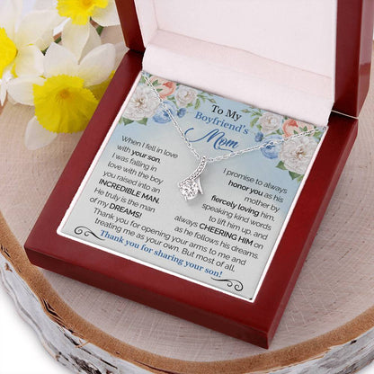 To My Boyfriend's Mom - Thank You For Sharing Your Son Christmas Gift For Boyfriends Mom Pendant Necklace Mothers Day Gift Alluring Beauty Necklace