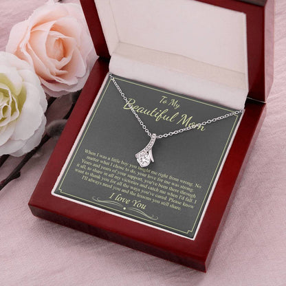 To My Beautiful Mom Necklace Mom Birthday Gift Mother's Day Gift Necklace For Mom From Son Alluring Beauty Necklace