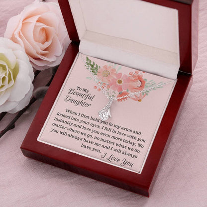 To My Beautiful Daughter - Ribbon Shaped Necklace Alluring Beauty Necklace