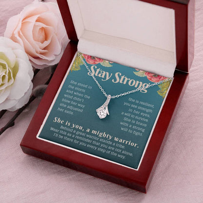 Stay Strong Warrior Ribbon Necklace Alluring Beauty Necklace