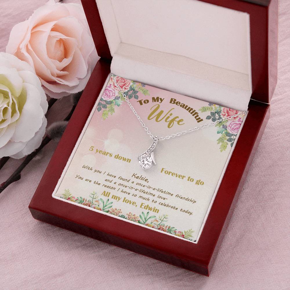 Customize Necklace Gift For Wife 5Th Wedding Anniversary Necklacefifth Anniversary Gift For Wife 5Th Wedding Anniversary Jewelry Alluring Beauty Necklace
