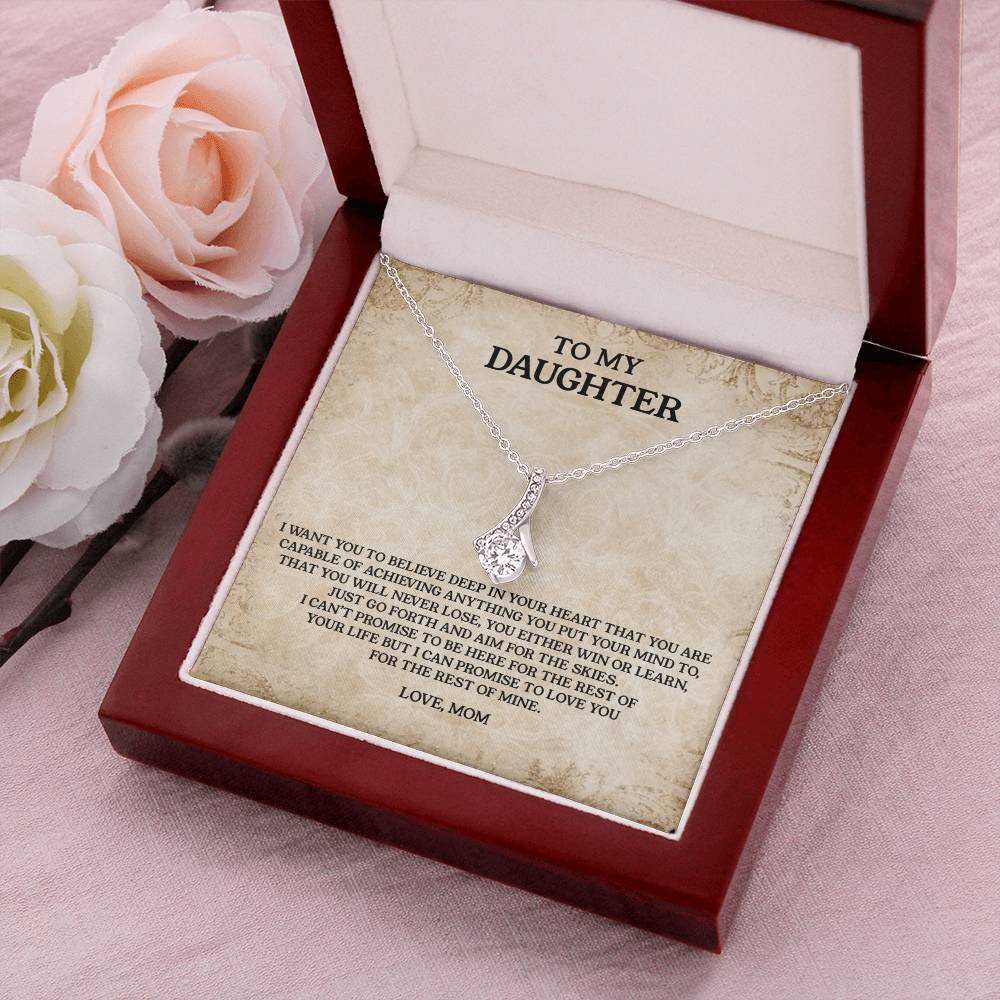 To My Daughter - Love Mom  Anniversary Lovingly Mom Birthday Gift Daughter Graduation Gift Grown Up Daughter Daughter Alluring Beauty Necklace