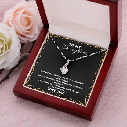 To My Dad - Never Forget That I Love You Father's Day - Father Daughter Necklace Father To Daughter Birthday Gift Gifts To Daughter From Dad Alluring Beauty Necklace