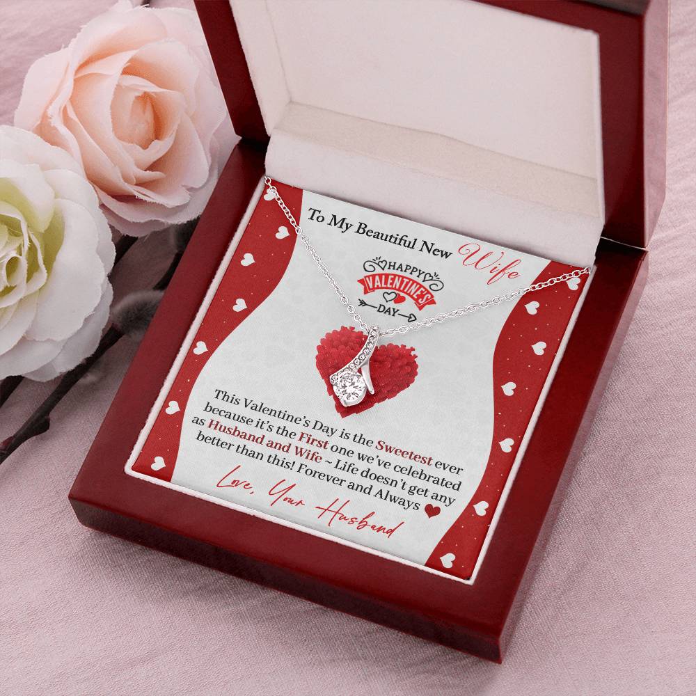To My Beautiful New Wife Happy Valentine's Day Necklace Alluring Beauty Necklace