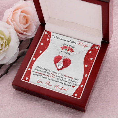 To My Beautiful New Wife Happy Valentine's Day Necklace Alluring Beauty Necklace