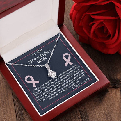Ribbon Pendant Necklace With Here To Support You Message Card Gift For Wife Alluring Beauty Necklace