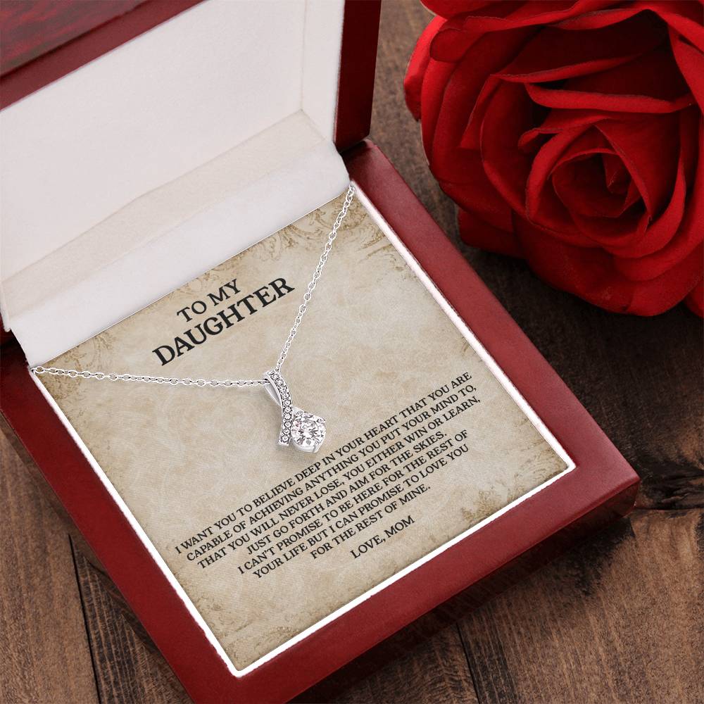 To My Daughter - Love Mom  Anniversary Lovingly Mom Birthday Gift Daughter Graduation Gift Grown Up Daughter Daughter Alluring Beauty Necklace