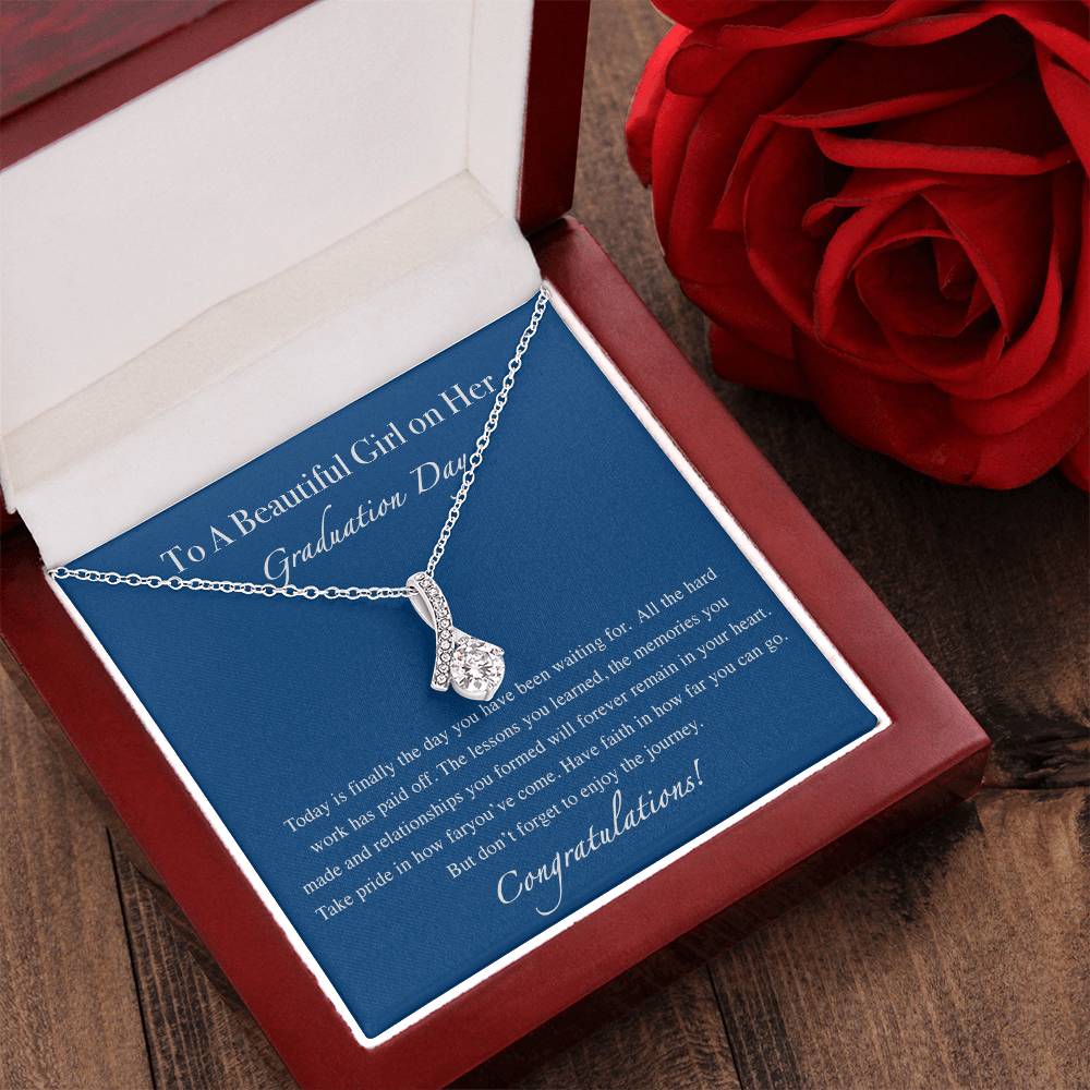 To A Beautiful Girl On Her Graduation -Mom To Daughter Alluring Beauty Necklace Gift - Mothers Day Gift From Daughter - Gift For Daughter From Mom Alluring Beauty Necklace
