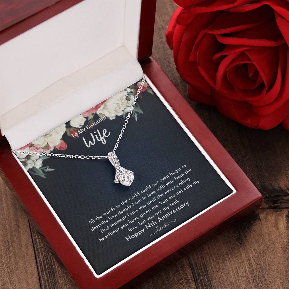 To My Beautiful Wife - Nth Anniversary - Ribbon Alluring Beauty Necklace